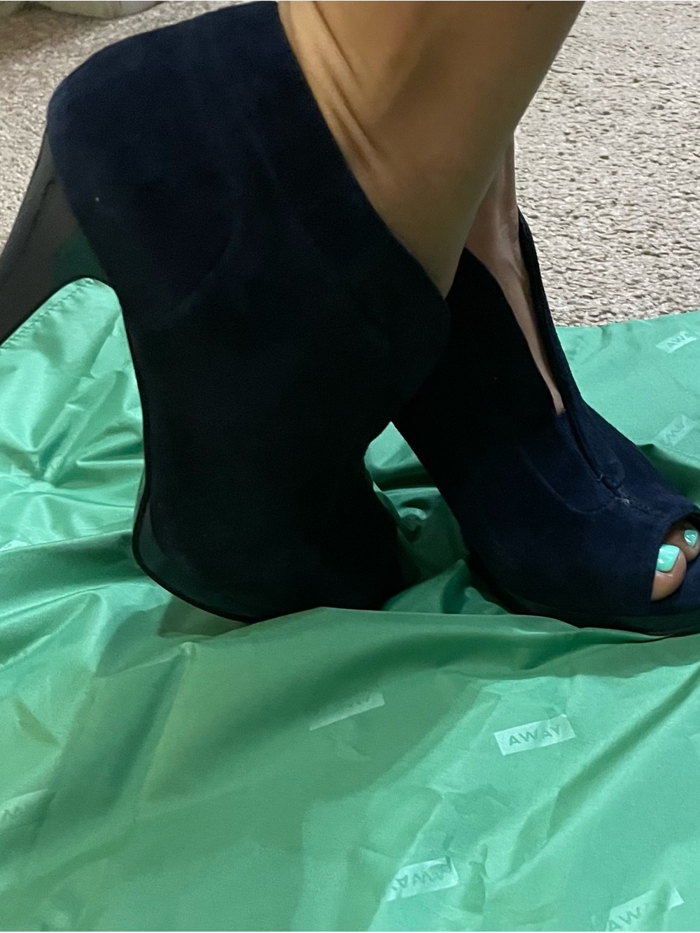 Nine West Women’s Navy Suede Peep-Toe Booties